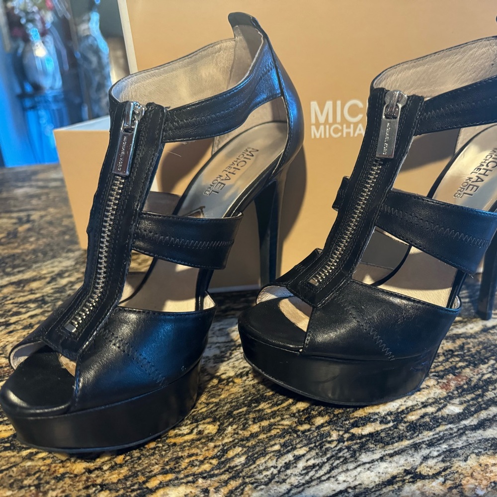 Michael Kors Leather Berkeley Platform Heels